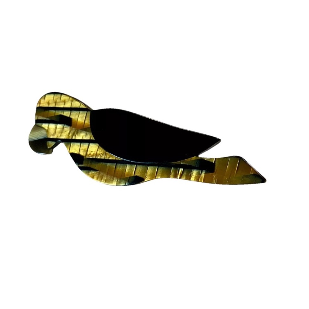 LEA STEIN PARIS Vintage France Parrot pin brooch celluloid laminated